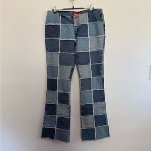 Y2K Zana Di Jeans Low Rise Patchwork Wide Leg Jeans in Blue 7